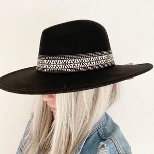 Black Wide Brim Rancher Style Hat